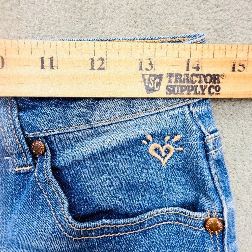Justice Denim Jeans Premium Shorts Junior Sz 12.5 Blue Faded Turn Up Cuffed Hem‎